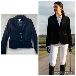 Loft schoolboy blazer black velvet size 2 notch lapel 3 button closure academia